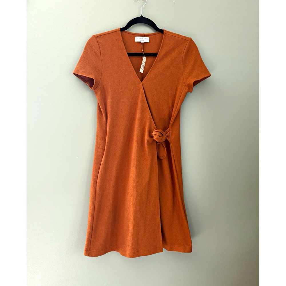 Madewell Texture & Thread Short-Sleeve Side-Tie Dress in Pecan XS